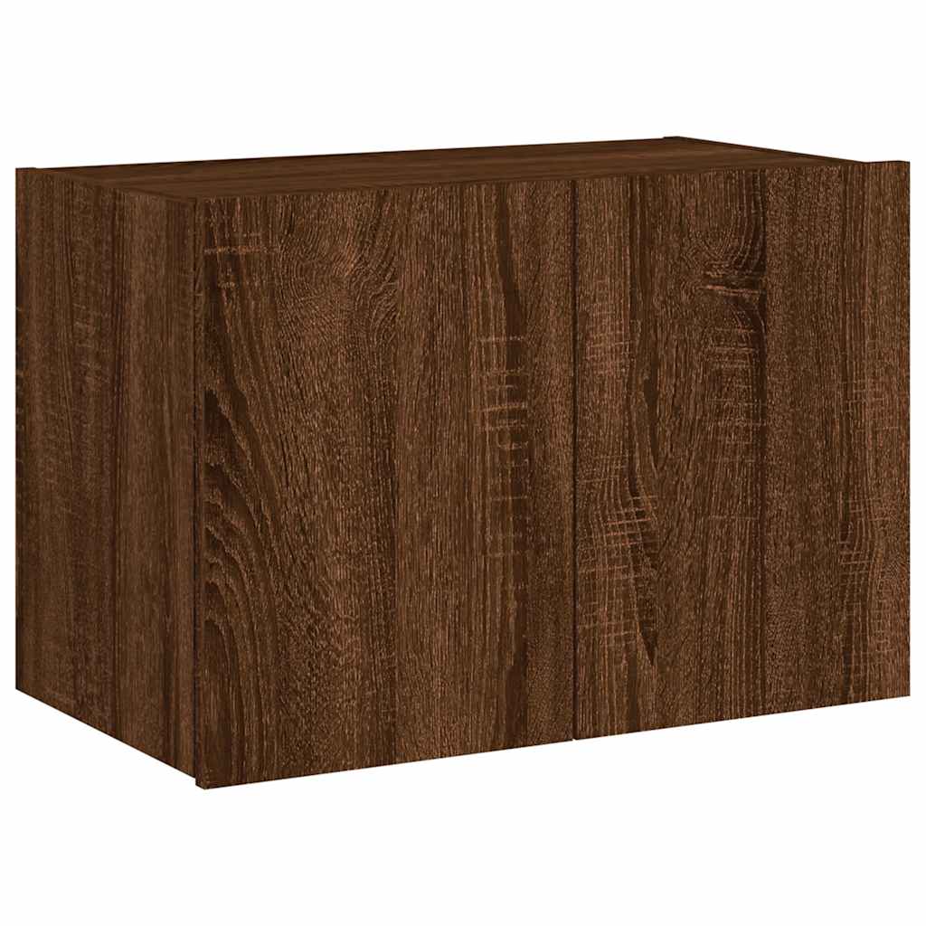 vidaXL TV Wall Cabinet with LED Lights Brown Oak 60x35x41 cm 3