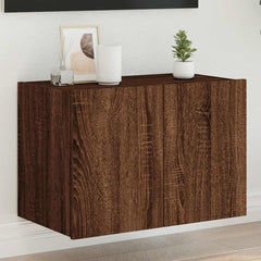 vidaXL TV Wall Cabinet with LED Lights Brown Oak 60x35x41 cm 1