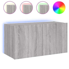 vidaXL TV Wall Cabinet with LED Lights Grey Sonoma 80x35x41 cm 2
