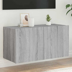 vidaXL TV Wall Cabinet with LED Lights Grey Sonoma 80x35x41 cm 1