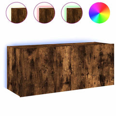 TV Wall Cabinet with LED Lights 1 Width 100 cm Smoked oak 41 cm