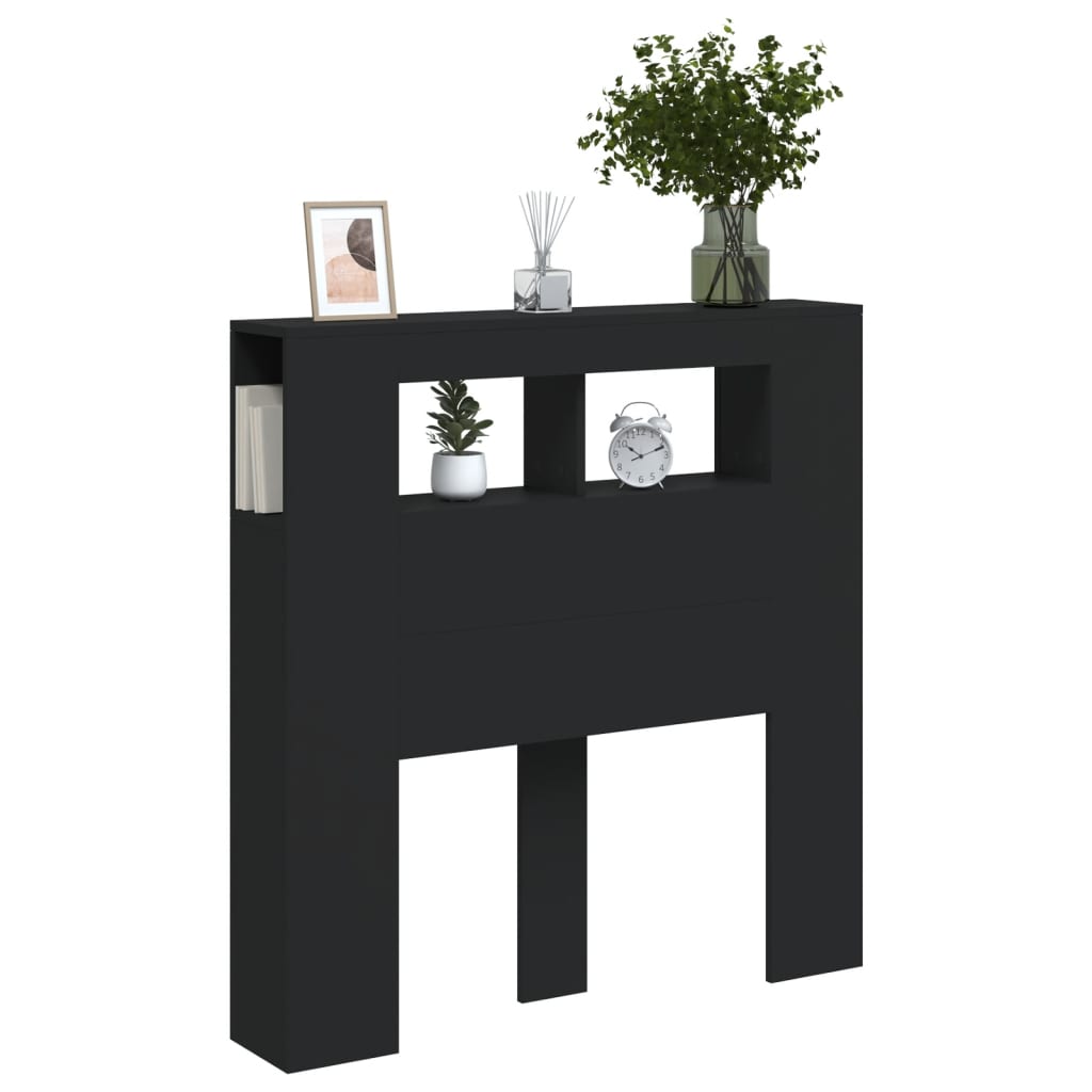 LED Headboard 100x18.5x103.5 cm Engineered Wood Black 100 x 103.5 cm