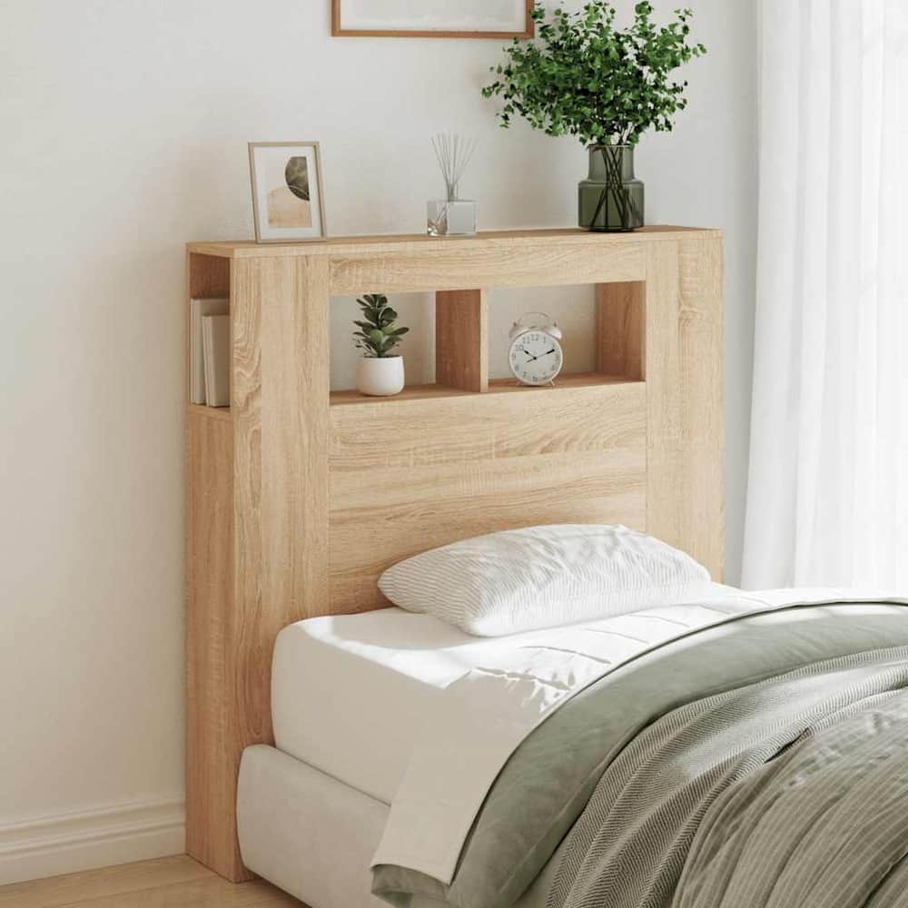 LED Headboard 100x18.5x103.5 cm Engineered Wood Sonoma Oak 100 x 103.5 cm