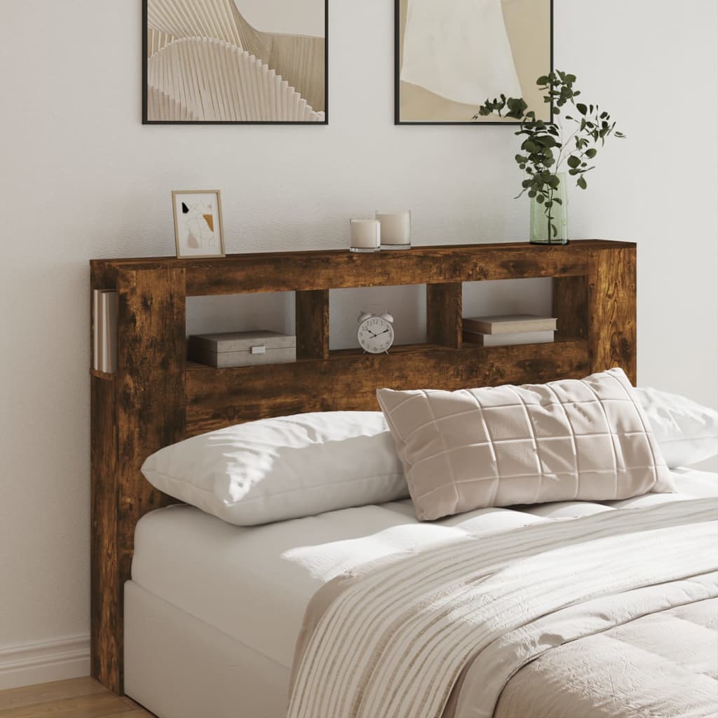 LED Headboard 100x18.5x103.5 cm Engineered Wood Smoked Oak 160 x 103.5 cm