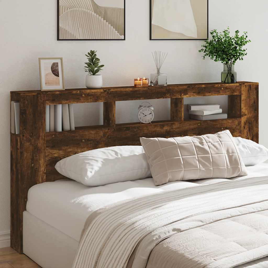 LED Headboard 100x18.5x103.5 cm Engineered Wood Smoked Oak 200 x 103.5 cm