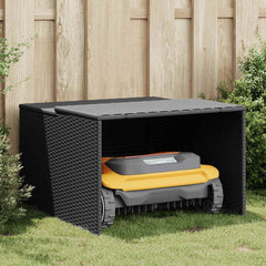 Robot Mower Garage 86x90x52/57 Poly Rattan Black