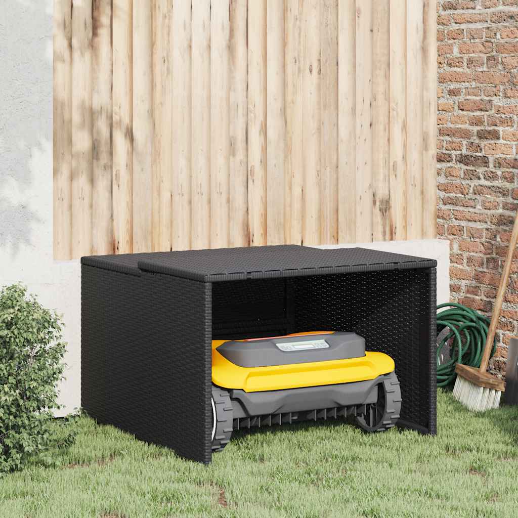 Robot Mower Garage 86x90x52/57 Poly Rattan Black