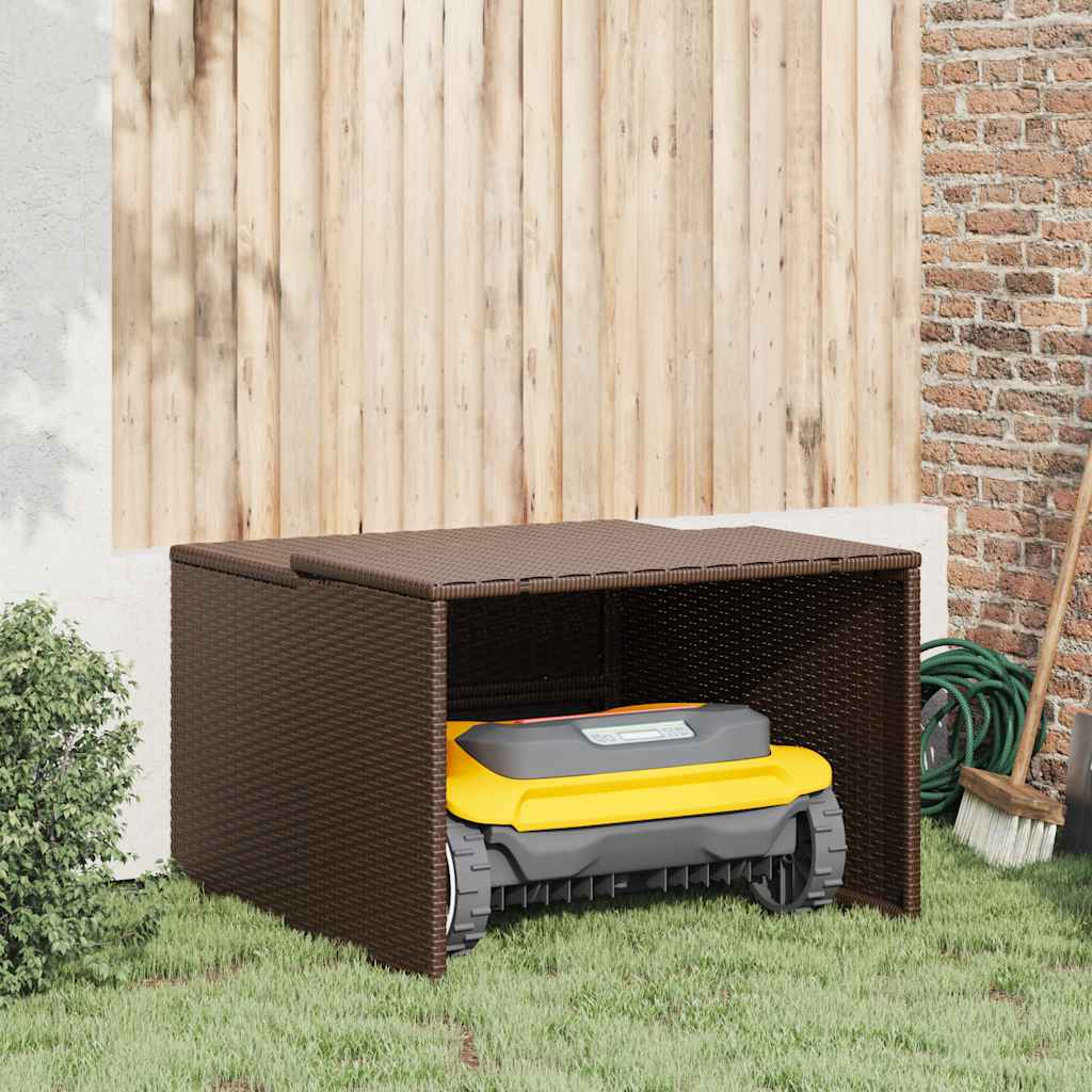 Robot Mower Garage 86x90x52/57 Poly Rattan Brown