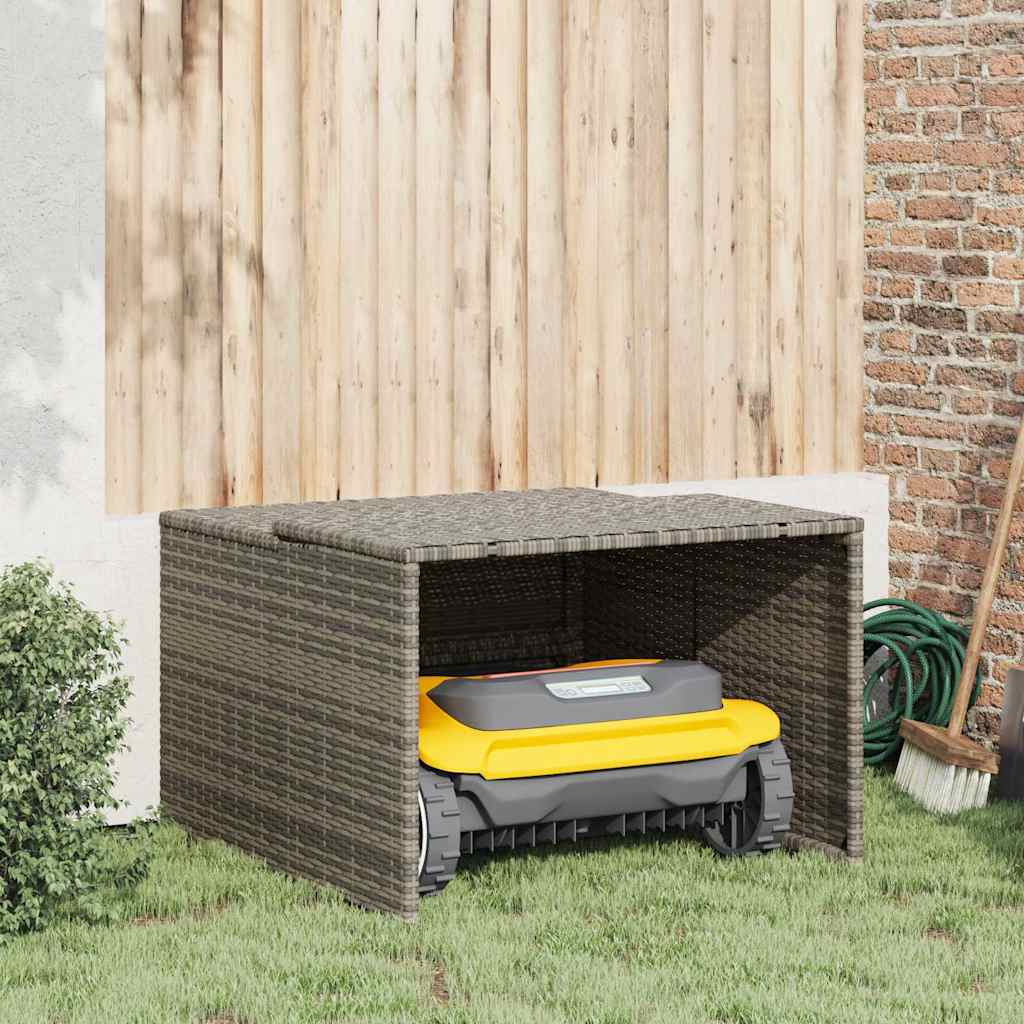 Robot Mower Garage 86x90x52/57 Poly Rattan Grey