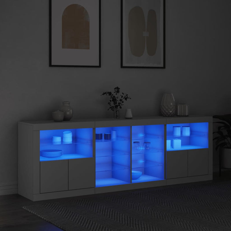 Sideboard with LED Lights White 202x37x67 cm