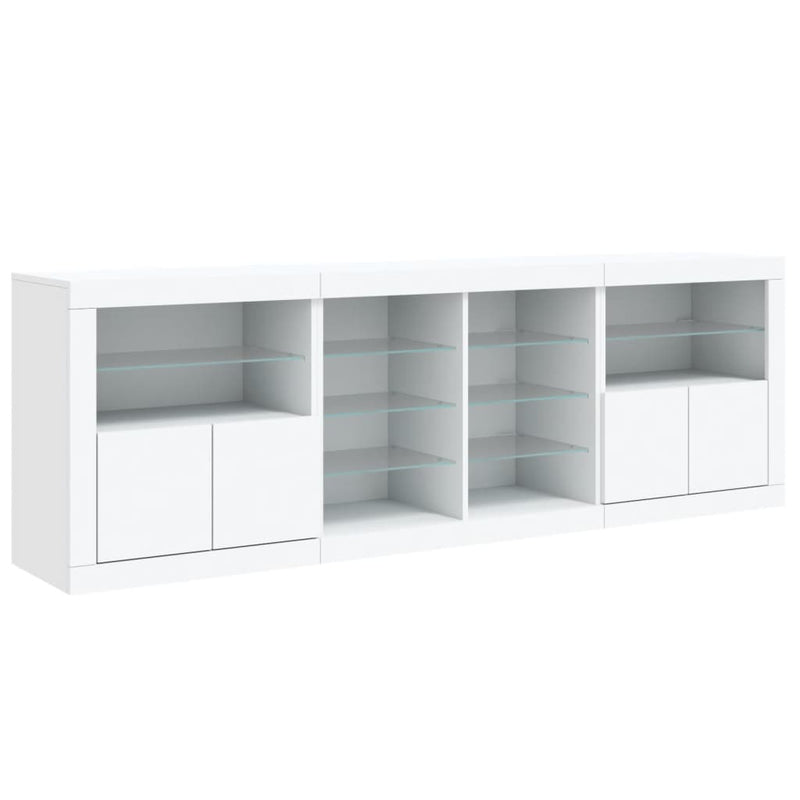 Sideboard with LED Lights White 202x37x67 cm