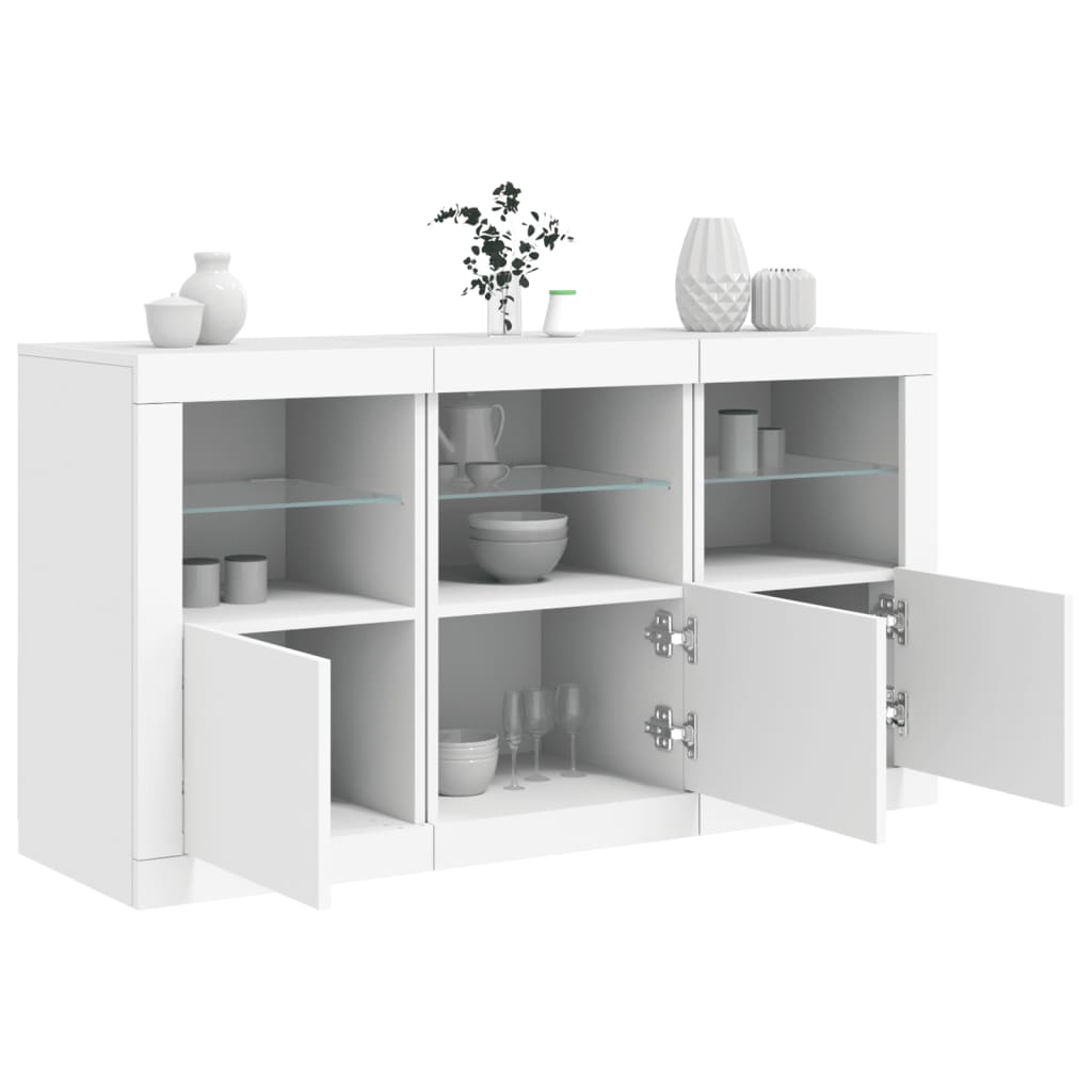 Sideboard with LED Lights 123x37x67 cm White