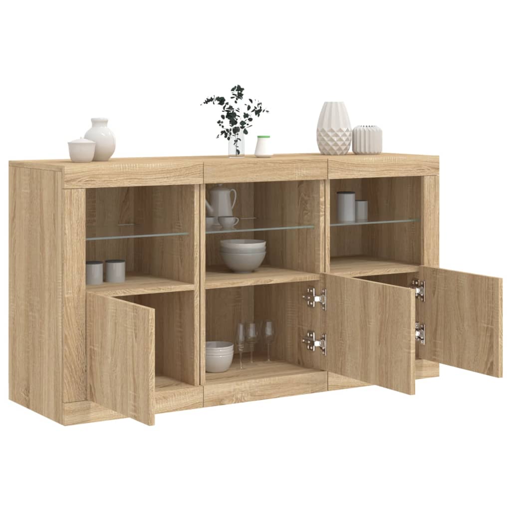 Sideboard with LED Lights 123x37x67 cm Sonoma oak