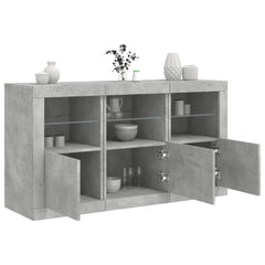 Sideboard with LED Lights 123x37x67 cm Concrete grey