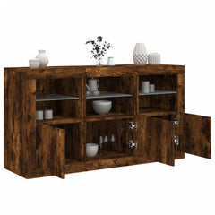 Sideboard with LED Lights 123x37x67 cm Smoked oak