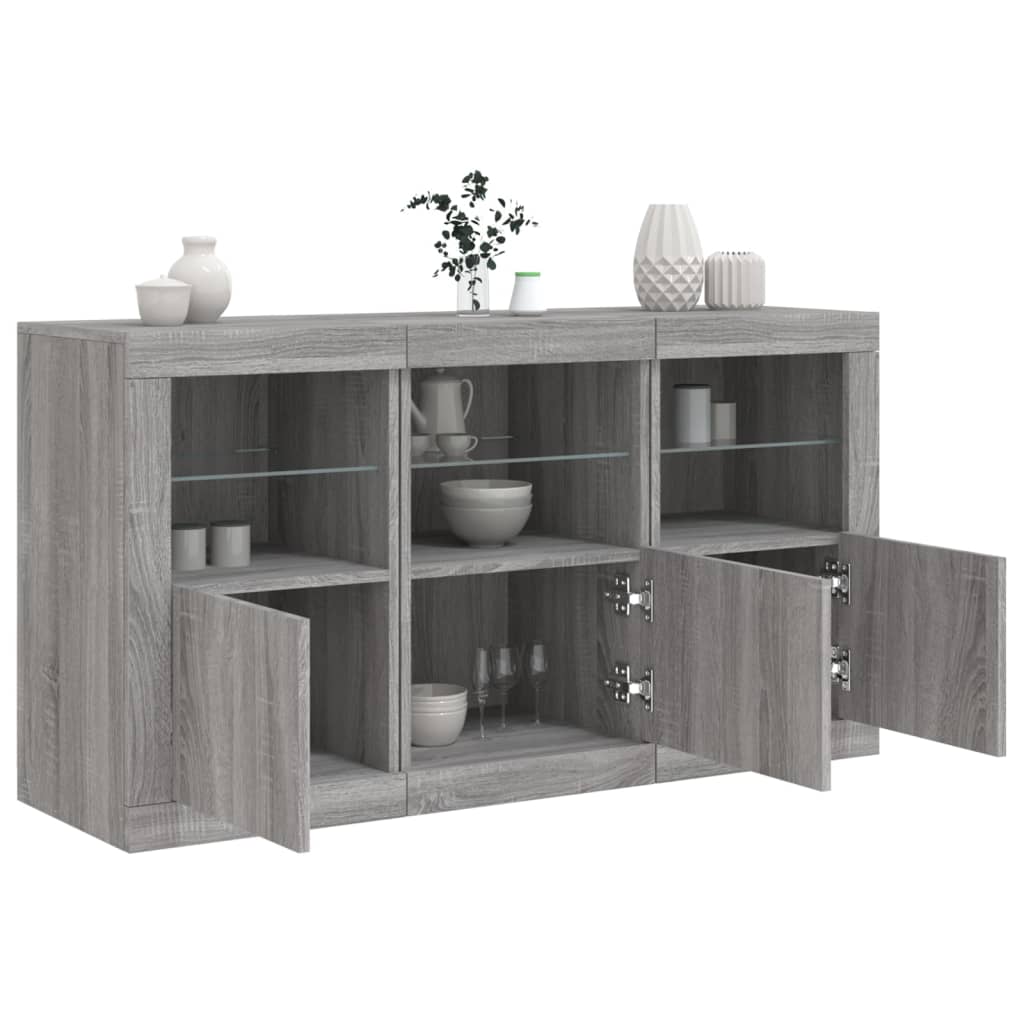 Sideboard with LED Lights 123x37x67 cm Grey sonoma