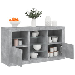 Sideboard with LED Lights 123x37x67 cm Concrete grey