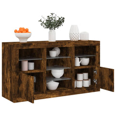 Sideboard with LED Lights 123x37x67 cm Smoked oak