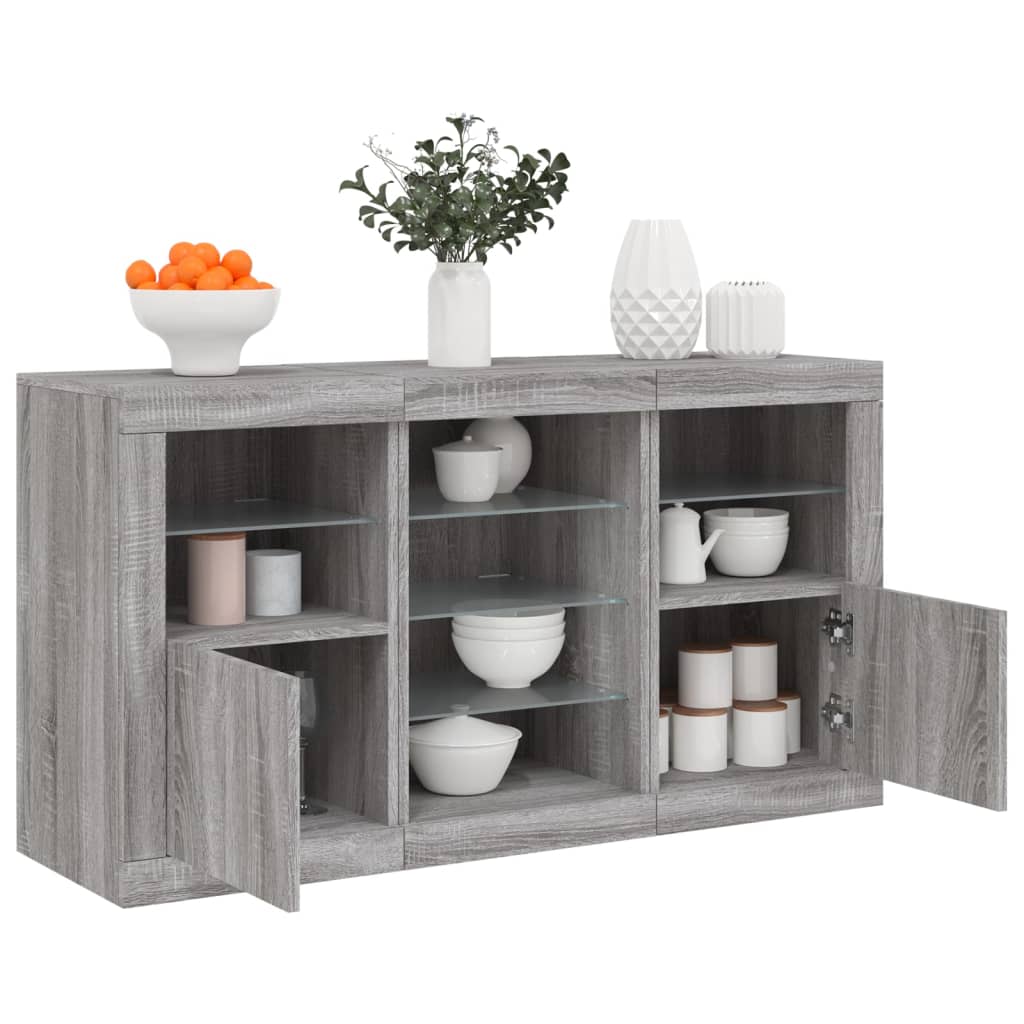Sideboard with LED Lights 123x37x67 cm Grey sonoma