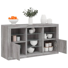 Sideboard with LED Lights 123x37x67 cm Grey sonoma