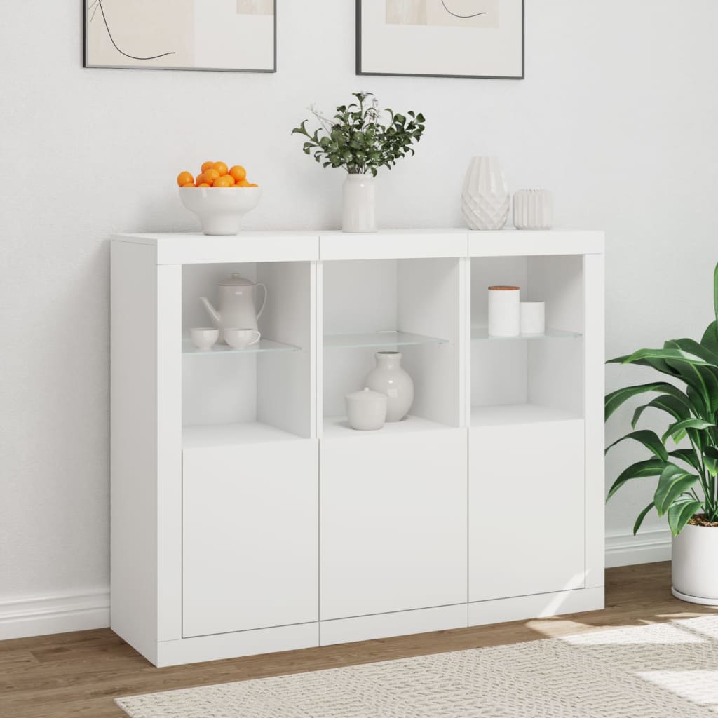 Sideboards with LED Lights 3 pcs Engineered Wood White