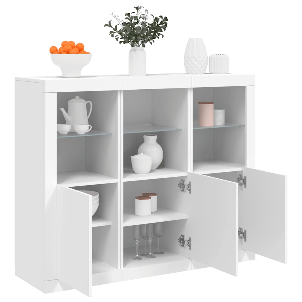 Sideboards with LED Lights 3 pcs Engineered Wood White