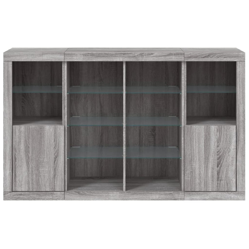 Sideboards with LED Lights 3 pcs Grey Sonoma Engineered Wood