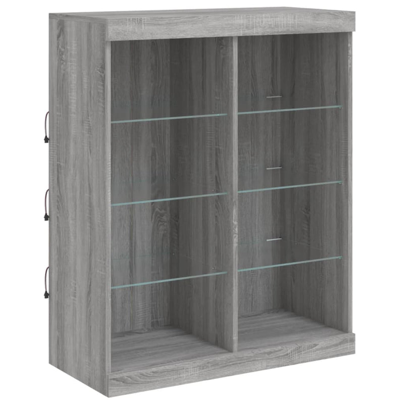 Sideboards with LED Lights 3 pcs Grey Sonoma Engineered Wood