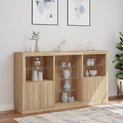 Sideboard with LED Lights 181,5x37x100 cm Sonoma oak
