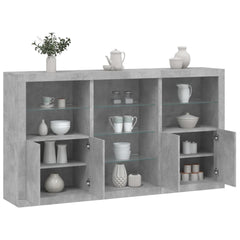 Sideboard with LED Lights 181,5x37x100 cm Concrete grey