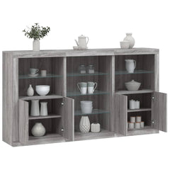 Sideboard with LED Lights 181,5x37x100 cm Grey sonoma