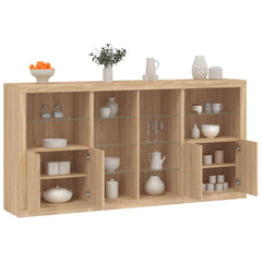Sideboard with LED Lights 202x37x100 cm Sonoma oak