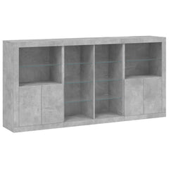 Sideboard with LED Lights 202x37x100 cm Concrete grey