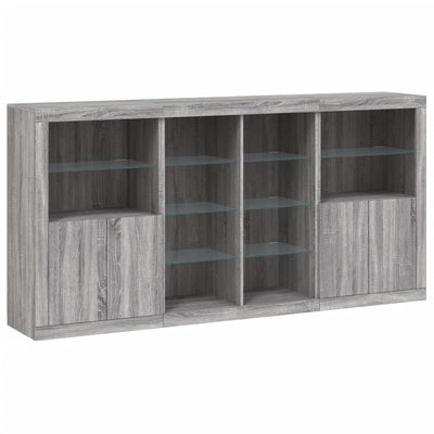 Sideboard with LED Lights Grey Sonoma 202x37x100 cm