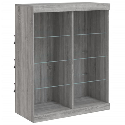 Sideboard with LED Lights Grey Sonoma 202x37x100 cm