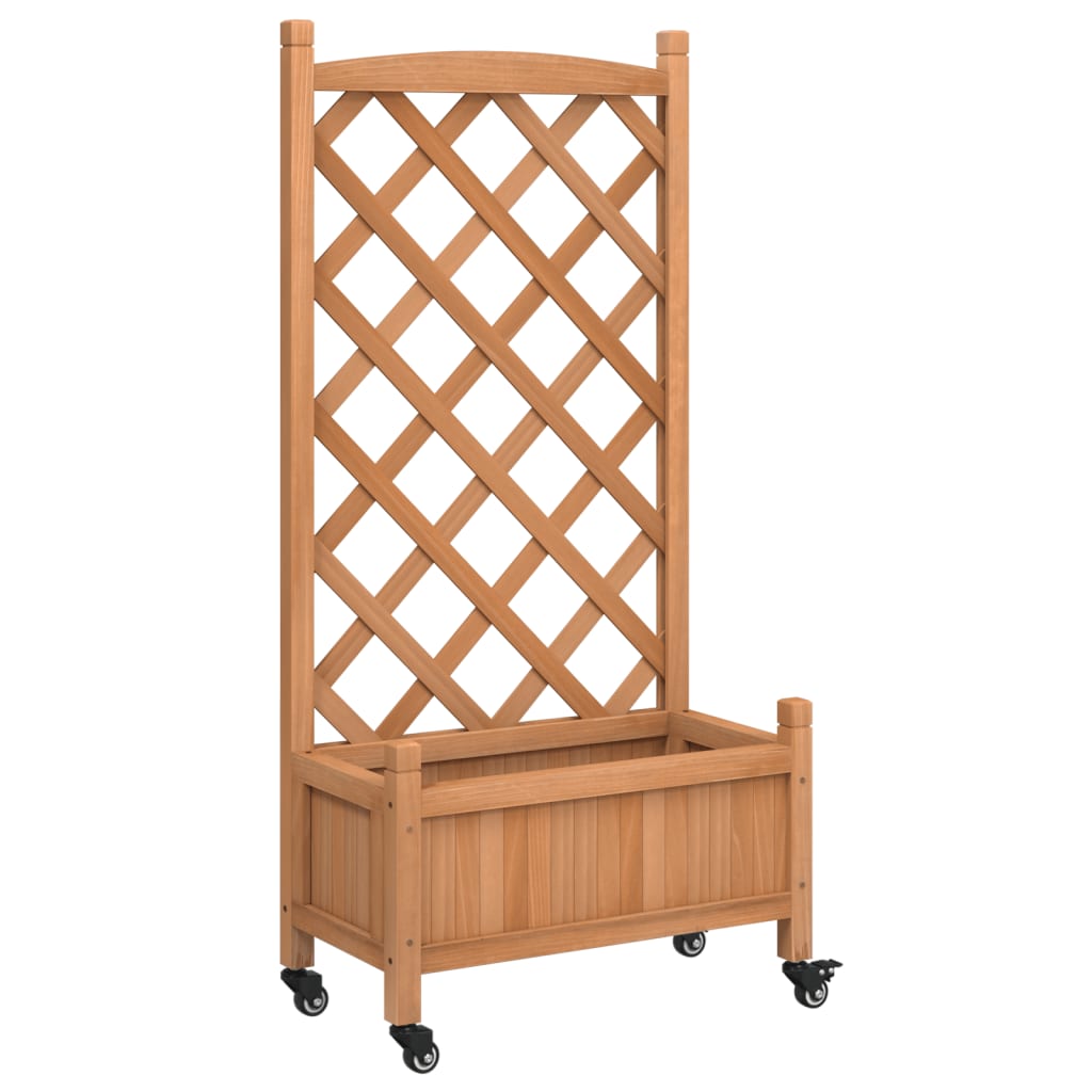vidaXL Planter | Brown | Solid Fir Wood, Iron |  Planters  | Planter 2