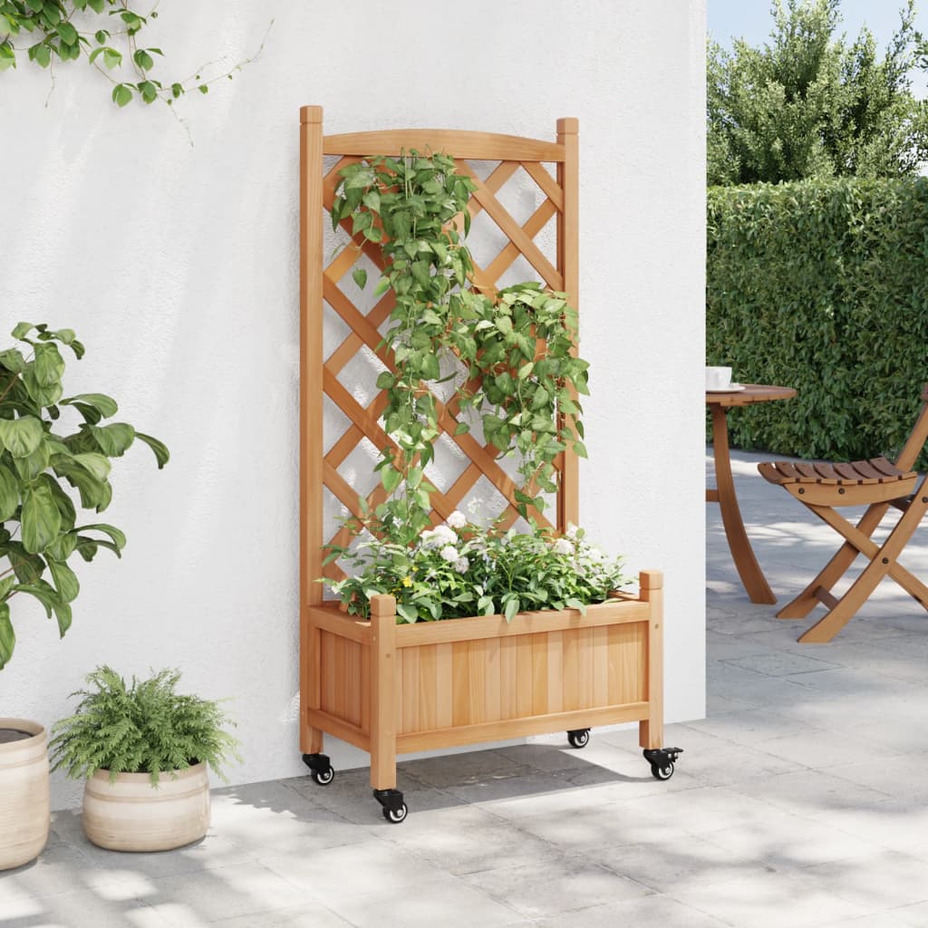 vidaXL Planter | Brown | Solid Fir Wood, Iron |  Planters  | Planter 3