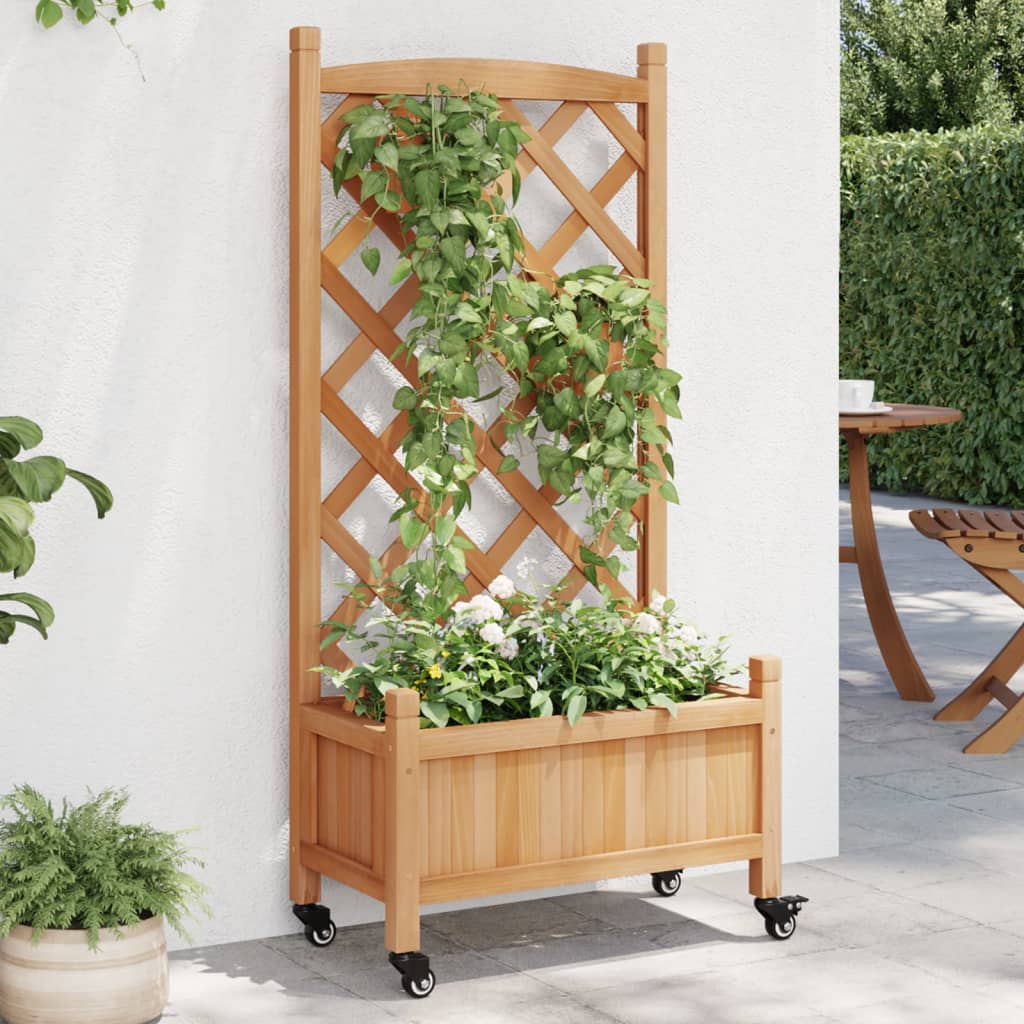 vidaXL Planter | Brown | Solid Fir Wood, Iron |  Planters  | Planter 1