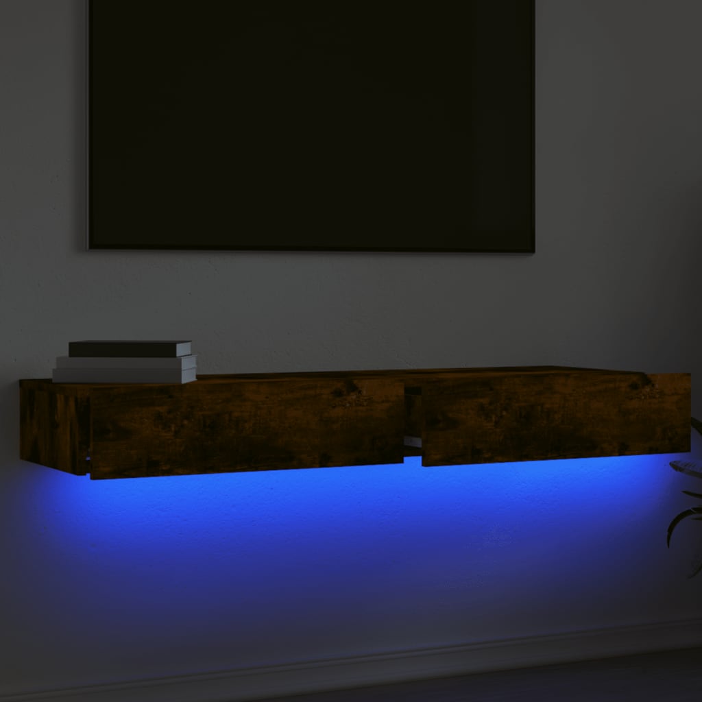 TV Cabinet Set with LED Lights 60x35x15,5 cm 2 Smoked oak