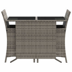vidaXL 3 Piece Bistro Set with Cushions Grey Poly Rattan 3