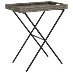 vidaXL Folding Tray Table Grey 65x40x75 cm Poly Rattan 2