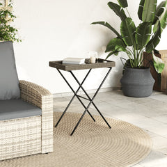 vidaXL Folding Tray Table Grey 65x40x75 cm Poly Rattan 3