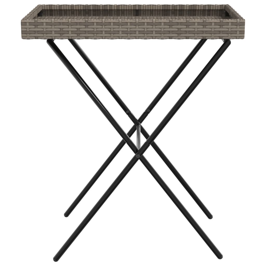 vidaXL Folding Tray Table Grey 65x40x75 cm Poly Rattan 5