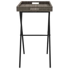 vidaXL Folding Tray Table Grey 65x40x75 cm Poly Rattan 6