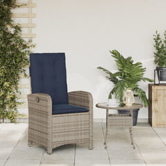 vidaXL Reclining Garden Chair with Cushions Grey Poly Rattan 3