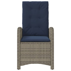 vidaXL Reclining Garden Chair with Cushions Grey Poly Rattan 4