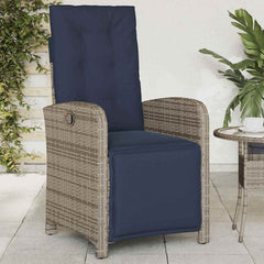 Reclining Garden Footrest Grey Poly Rattan