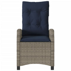 vidaXL Reclining Garden Chair with Cushions Grey Poly Rattan 4