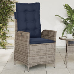 vidaXL Reclining Garden Chairs 2 pcs with Cushions Grey Poly Rattan 3