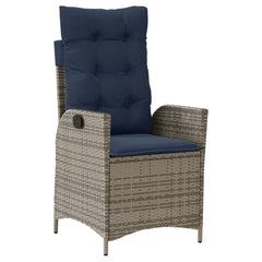 vidaXL Reclining Garden Chairs 2 pcs with Cushions Grey Poly Rattan 4